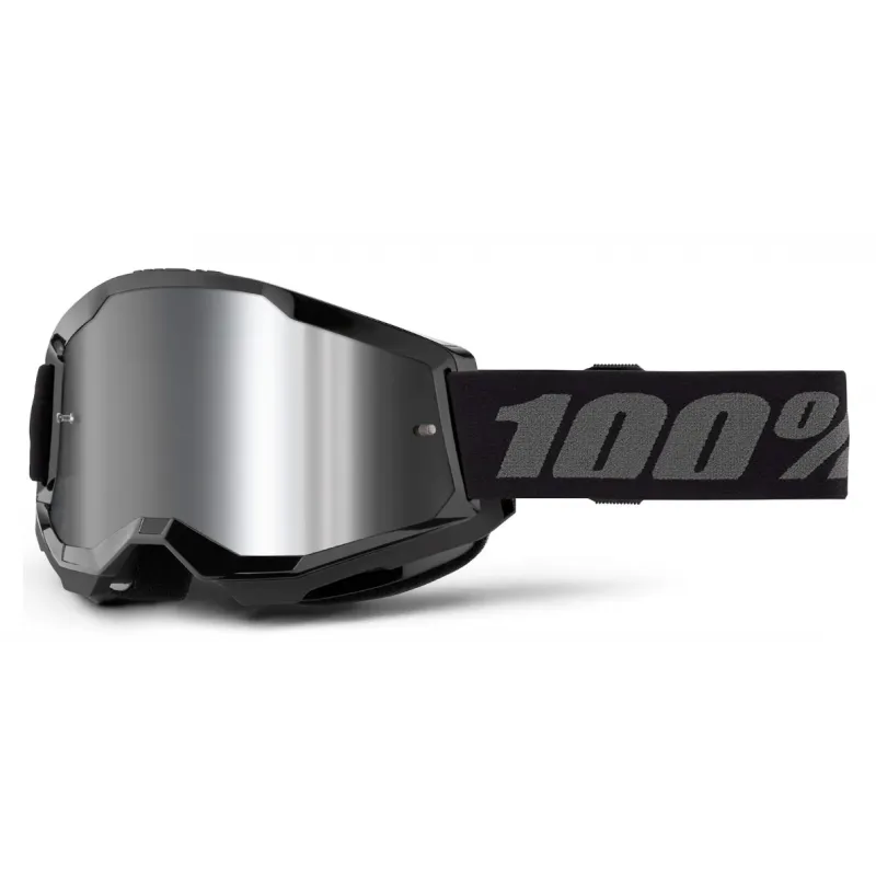 Ochelari motocross 100% STRATA2 BLACK - MIRROR SILVER 24 Ieftin